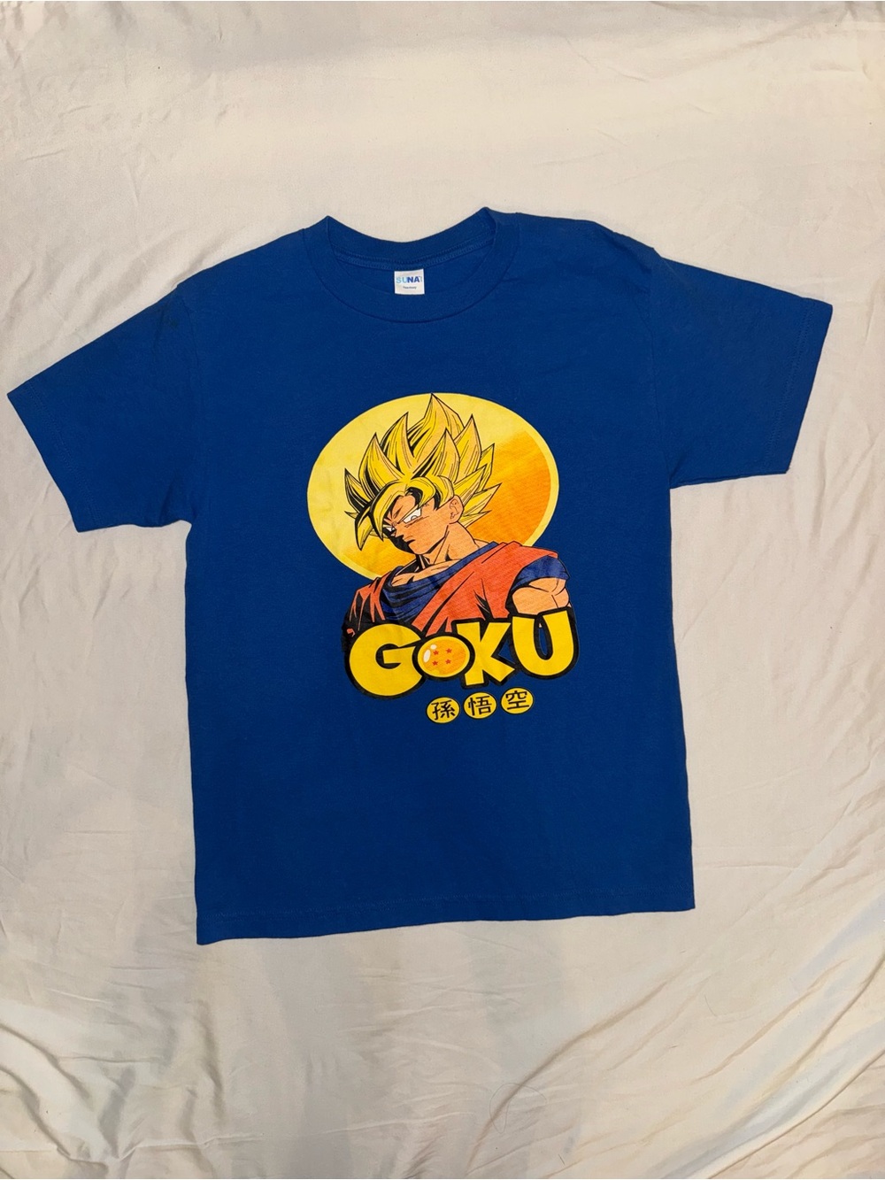 Goku Dragon Ball Z Graphic T Shirt Blue Super Saiyan Anime - Men’s Medium